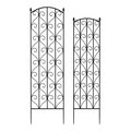 Grillgear Metal Panels with Decorative Scrolls Garden Trellis, Black - Set of 2 GR2155655